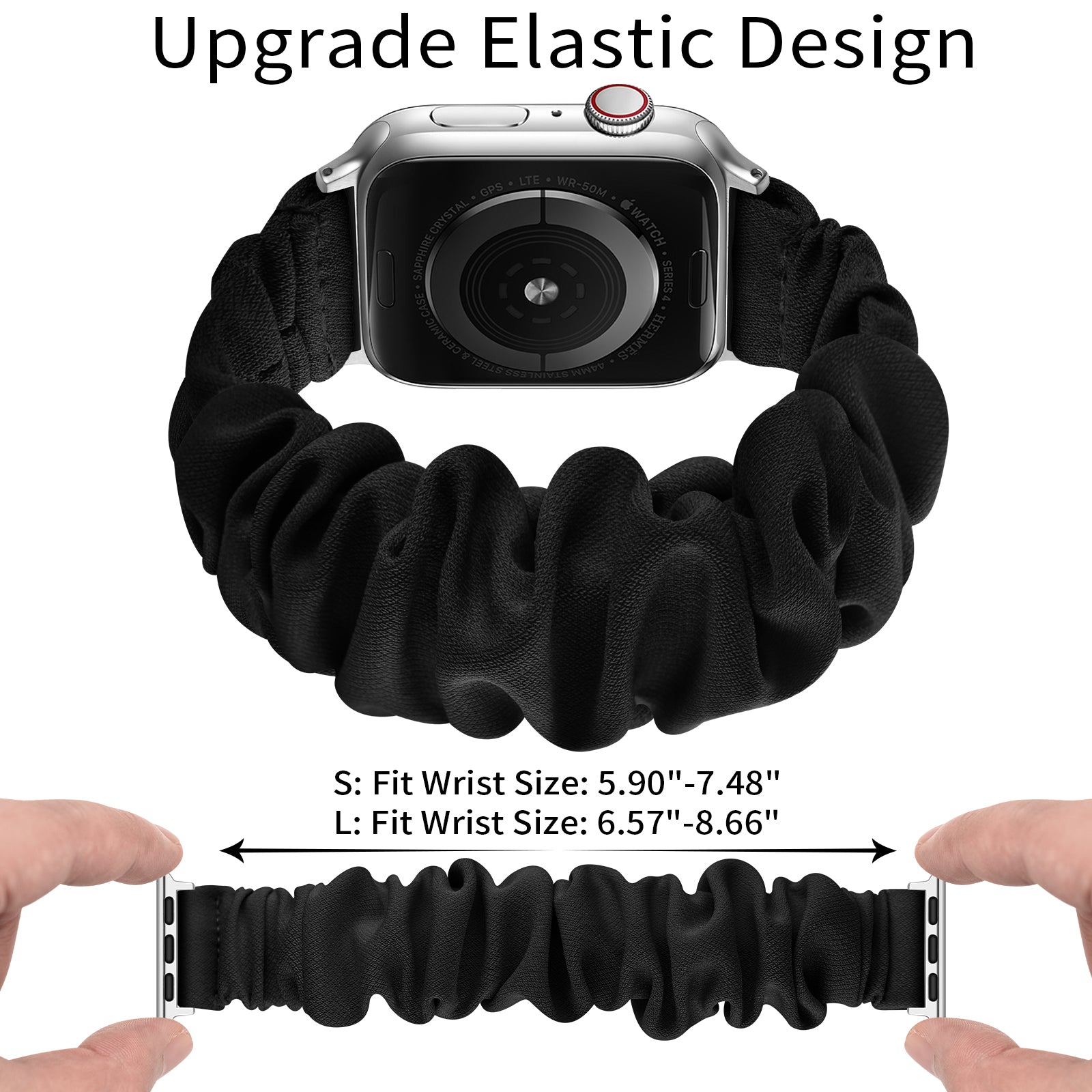 Elastic Hair Band Replacement Watch Strap for Apple Watch Series 9 8 7 6 SE (2023) SE(2022) 40mm 3 2 1 38mm Size: S Elastic Hair Band Replacement Watch Strap for Apple Watch Series 9 8 7 6 SE (2023) SE(2022) 40mm 3 2 1 38mm Size: S